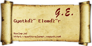 Gyetkó Elemér névjegykártya